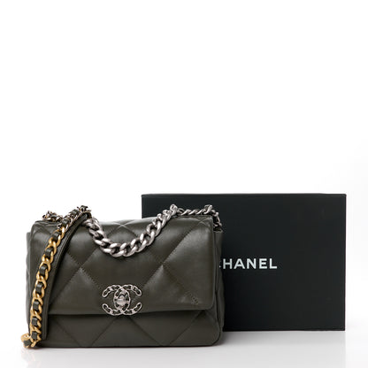 Chanel Lambskin Quilted Medium Chanel 19 Flap Khaki 13 of 13