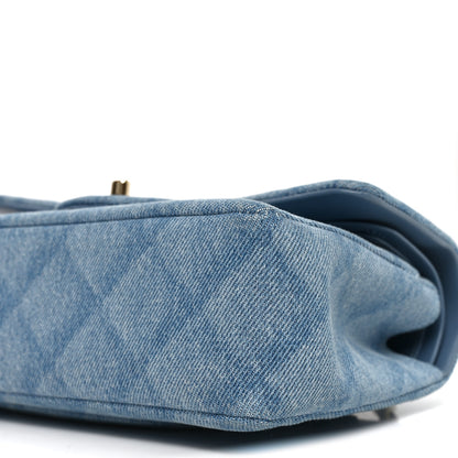 Chanel Printed Denim Quilted Small Double Flap Light Blue 10 of 11