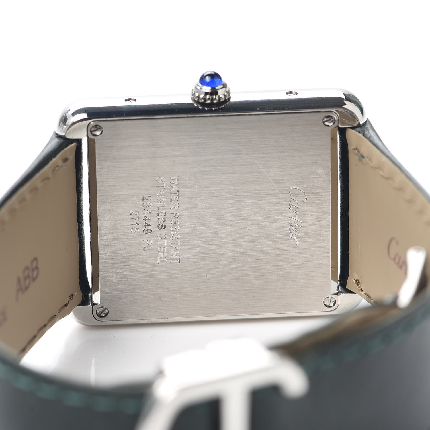 Cartier Stainless Steel Calfskin 27mm Tank Solo Quartz Watch Green 4 of 5