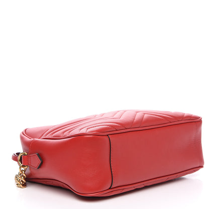 Gucci Calfskin Matelasse Medium GG Marmont Chain Shoulder Bag Hibiscus Red 3 of 11
