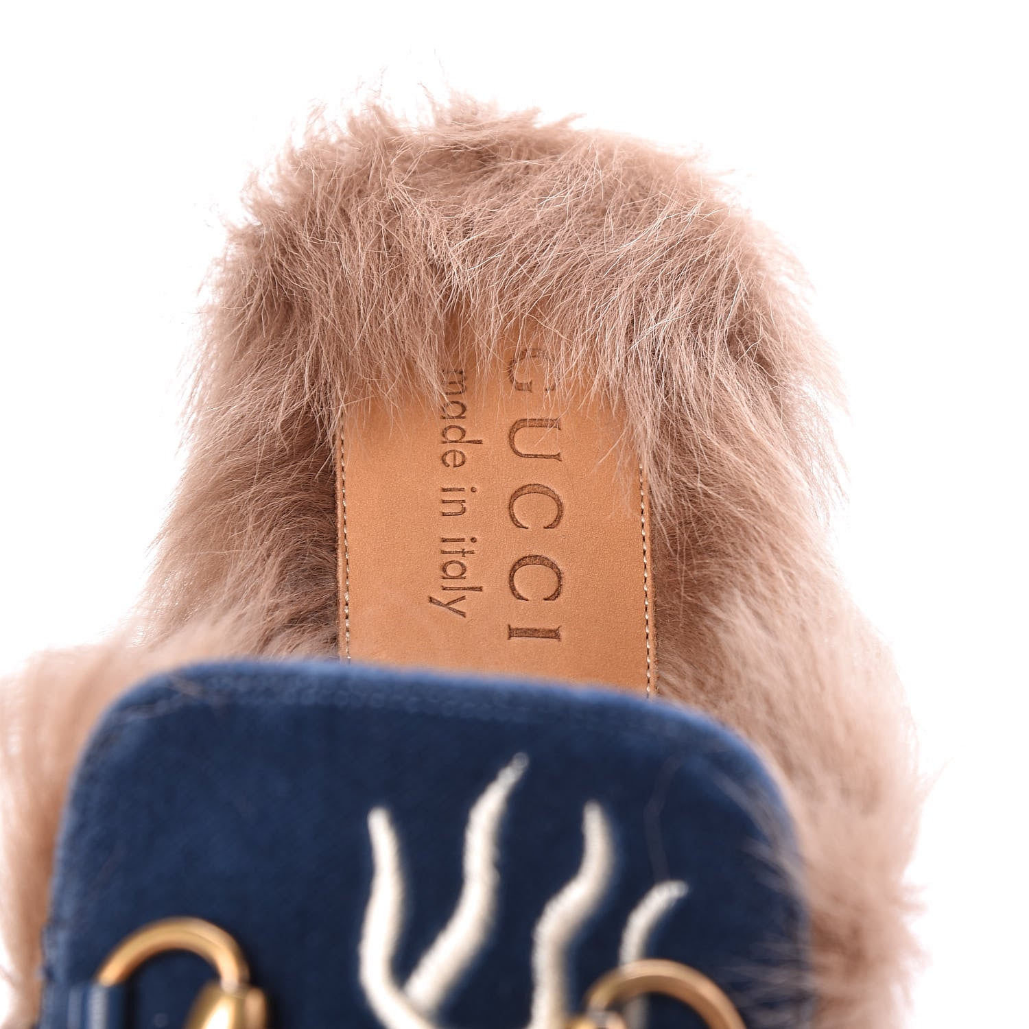 Gucci Velvet Fur Dragon Embroidered Mens Princetown Slippers 6 Zaffre Dark Zaffre 5 of 9