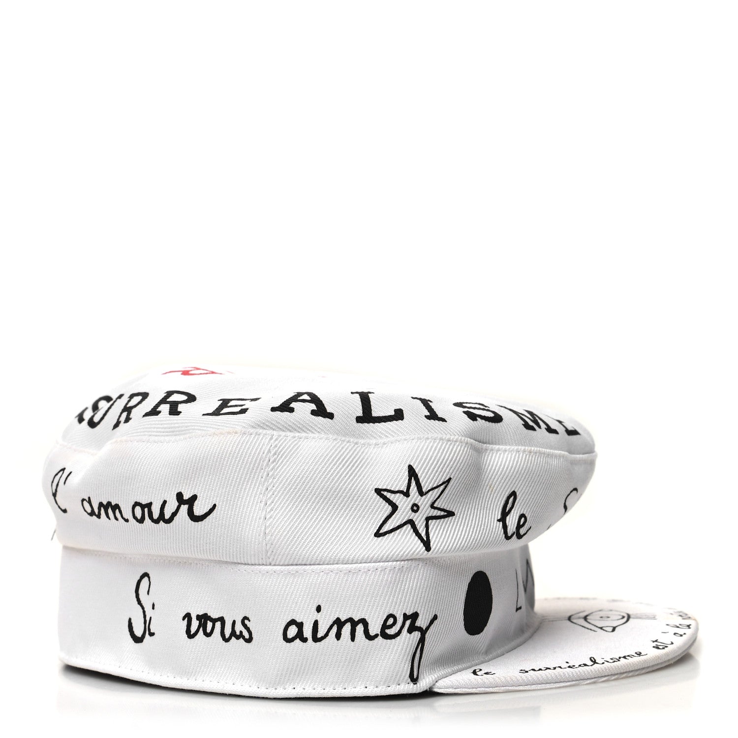 Christian Dior Canvas Printed Daydream Words Cap Hat 57 White 3 of 10