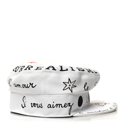 Christian Dior Canvas Printed Daydream Words Cap Hat 57 White 3 of 10