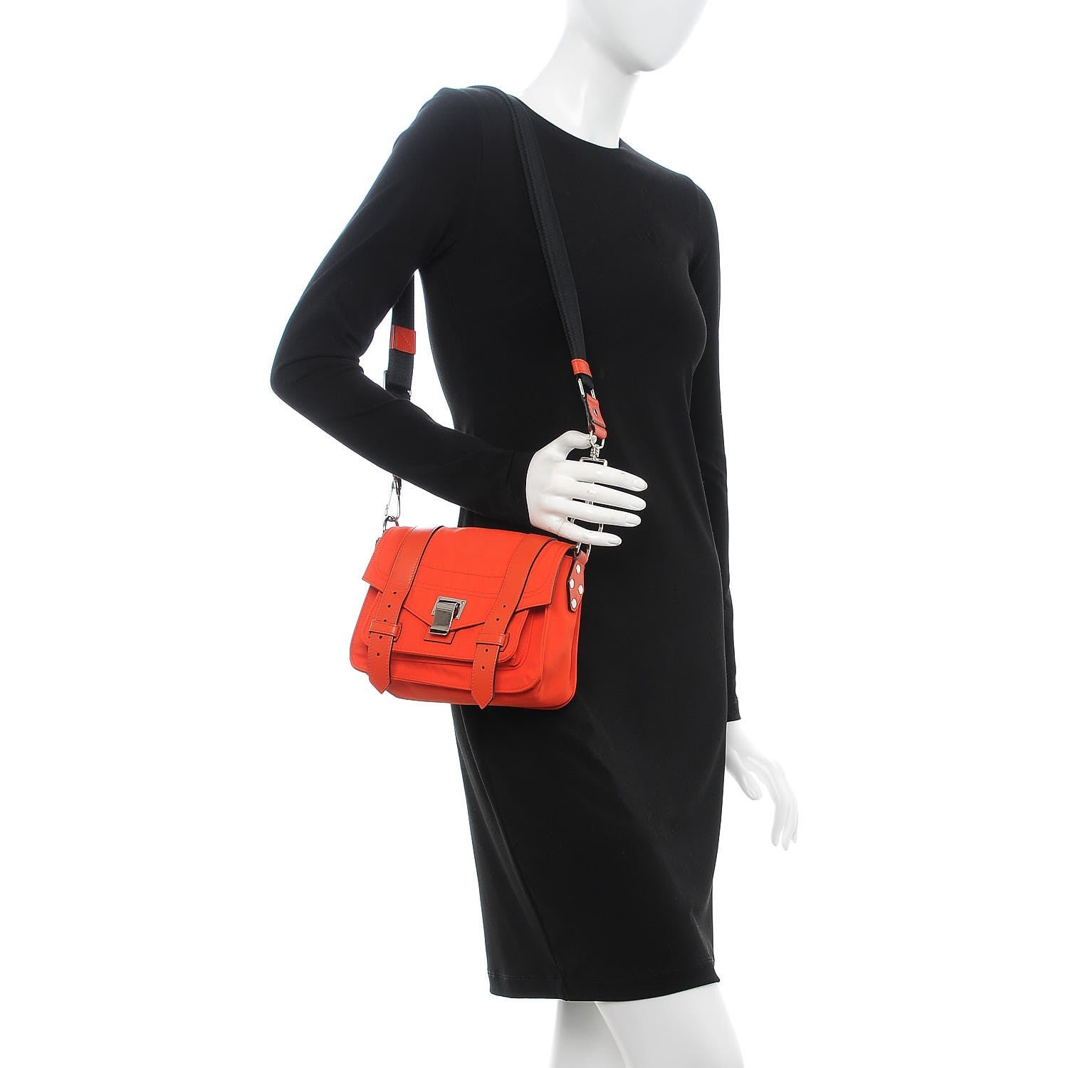 Proenza Schouler Nylon Calfskin PS1 Pouch Messenger Fire Red 2 of 7