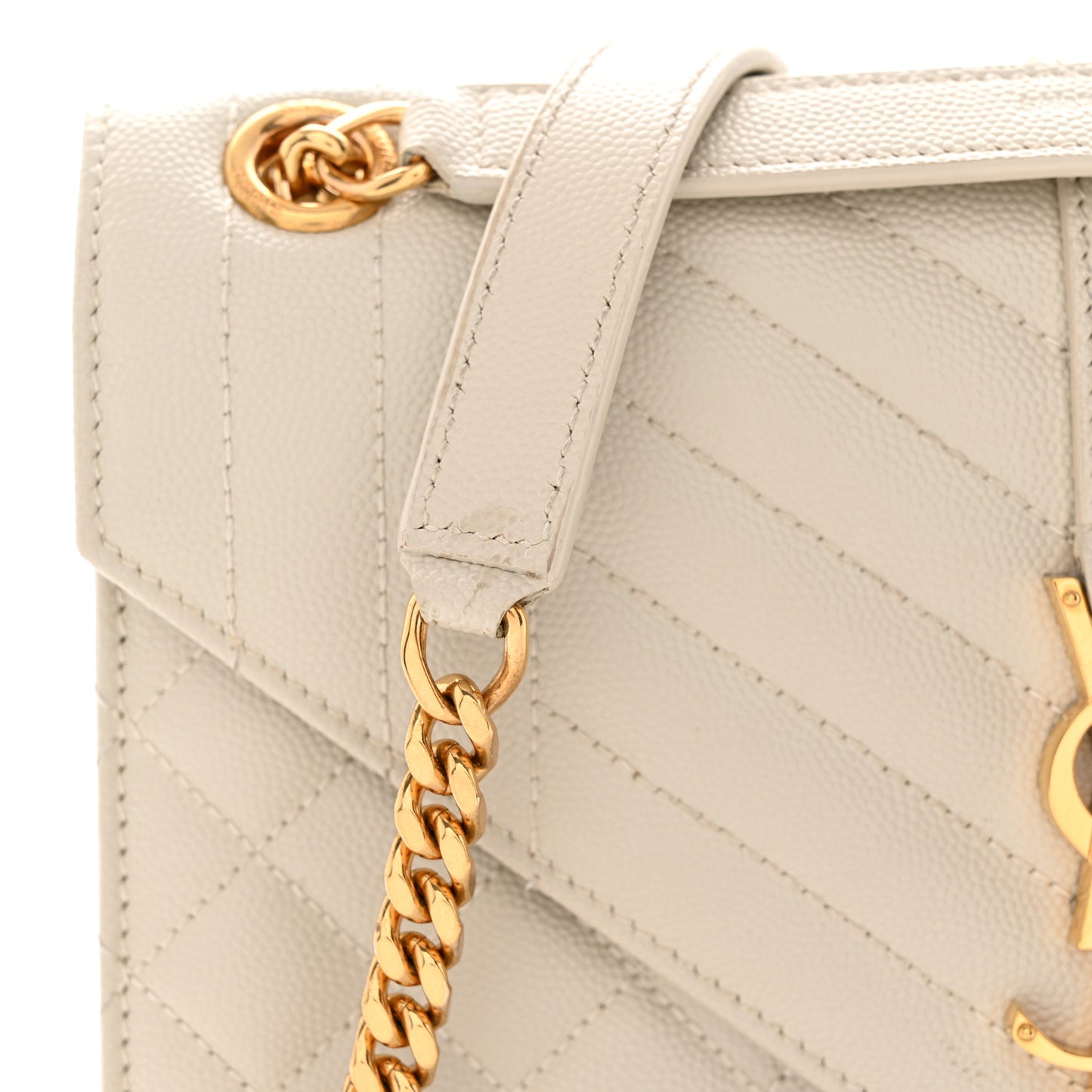 Grain De Poudre Textured Mixed Matelasse Medium Triquilt Monogram Satchel Crema Soft