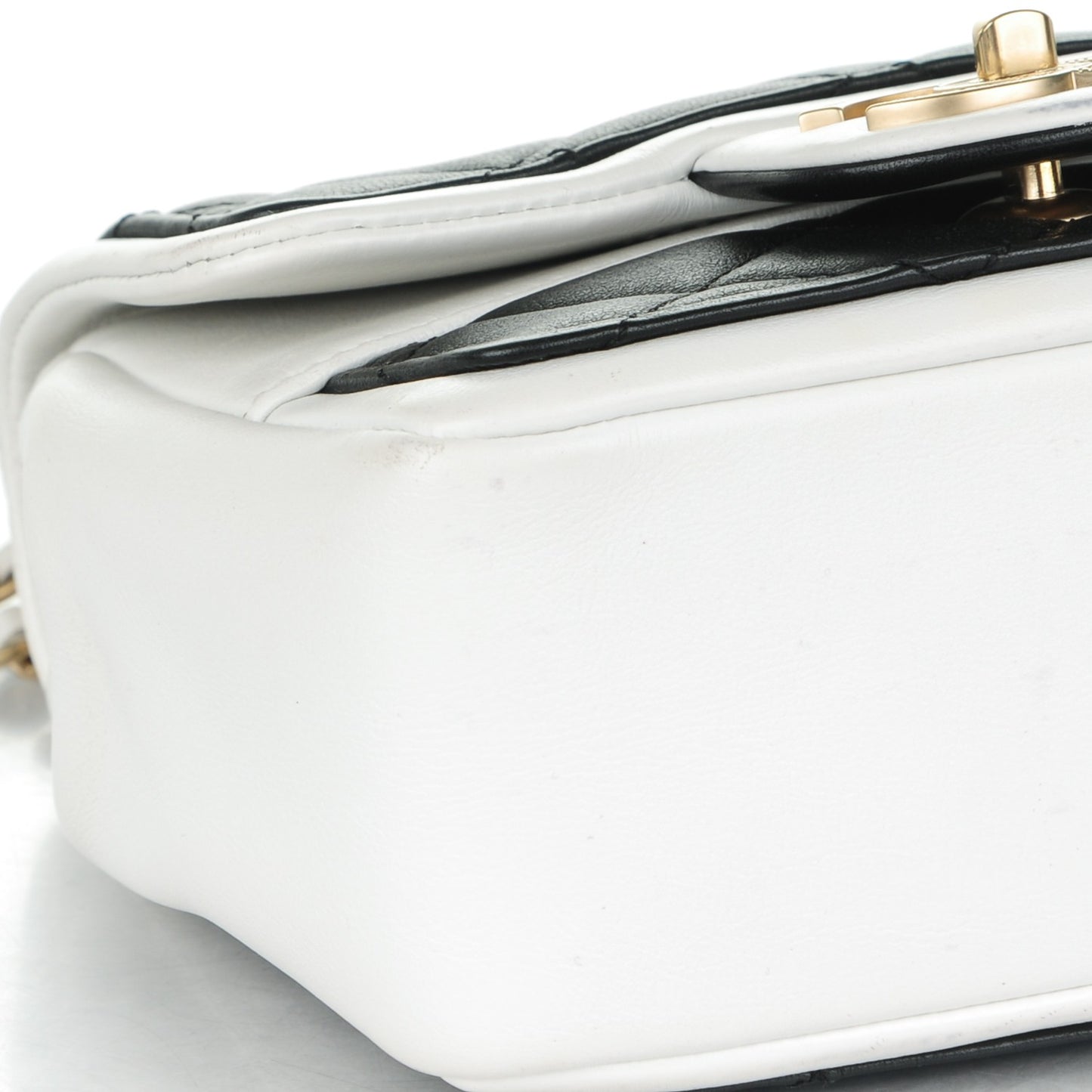 Calfskin Quilted Graphic Mini Flap Bag Black White