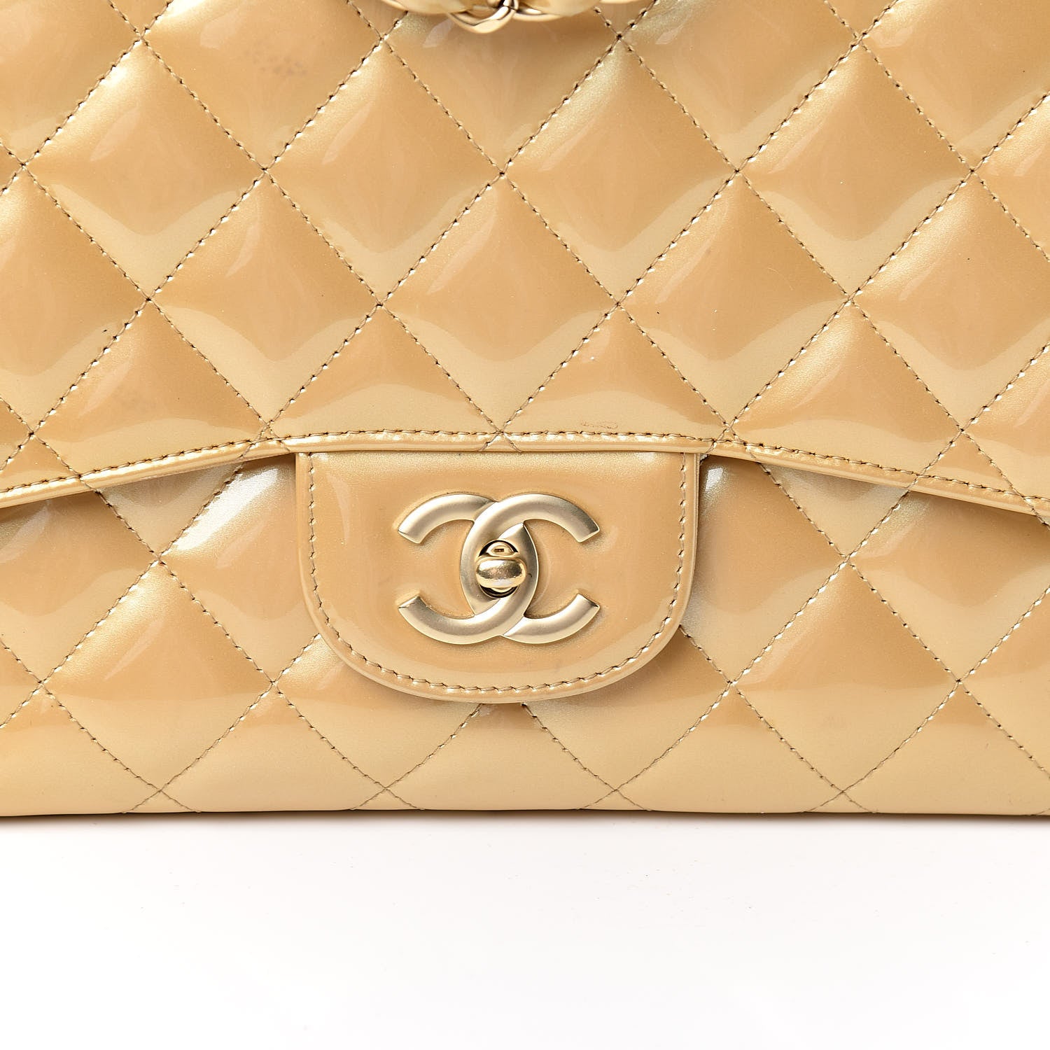 Chanel Patent Quilted Jumbo Single Flap Beige 10 of 12