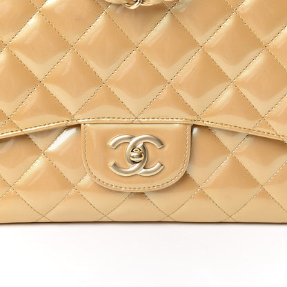 Chanel Patent Quilted Jumbo Single Flap Beige 10 of 12