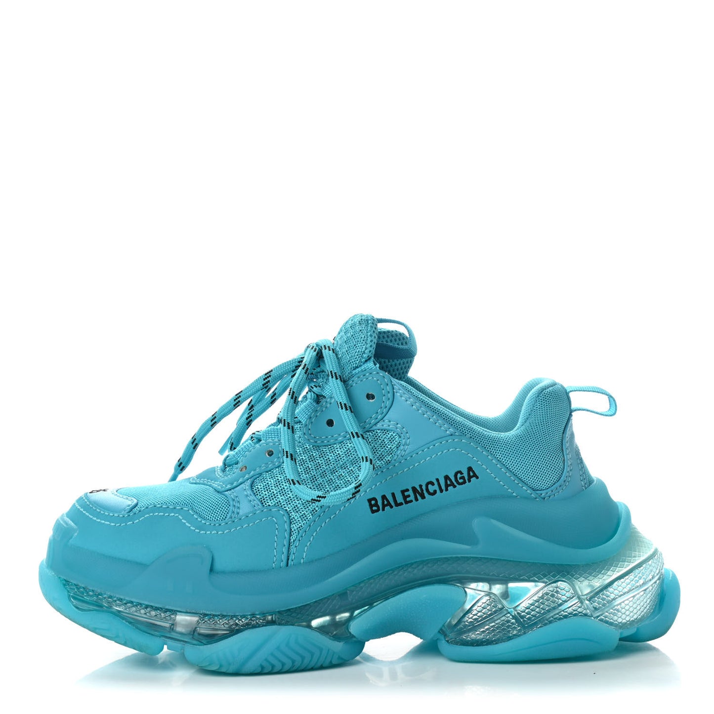 Fabric Mesh Clear Sole Womens Triple S Sneakers 36 Turquoise