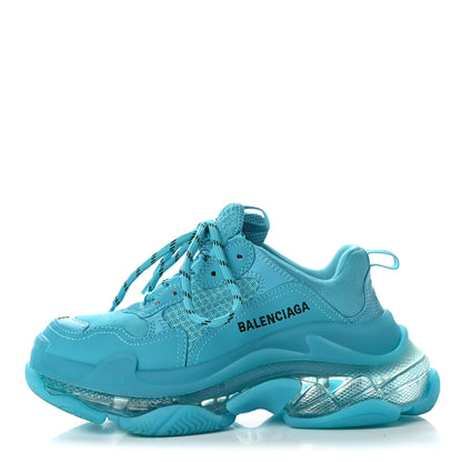 Balenciaga Fabric Mesh Clear Sole Womens Triple S Sneakers 36 Turquoise 1 of 9
