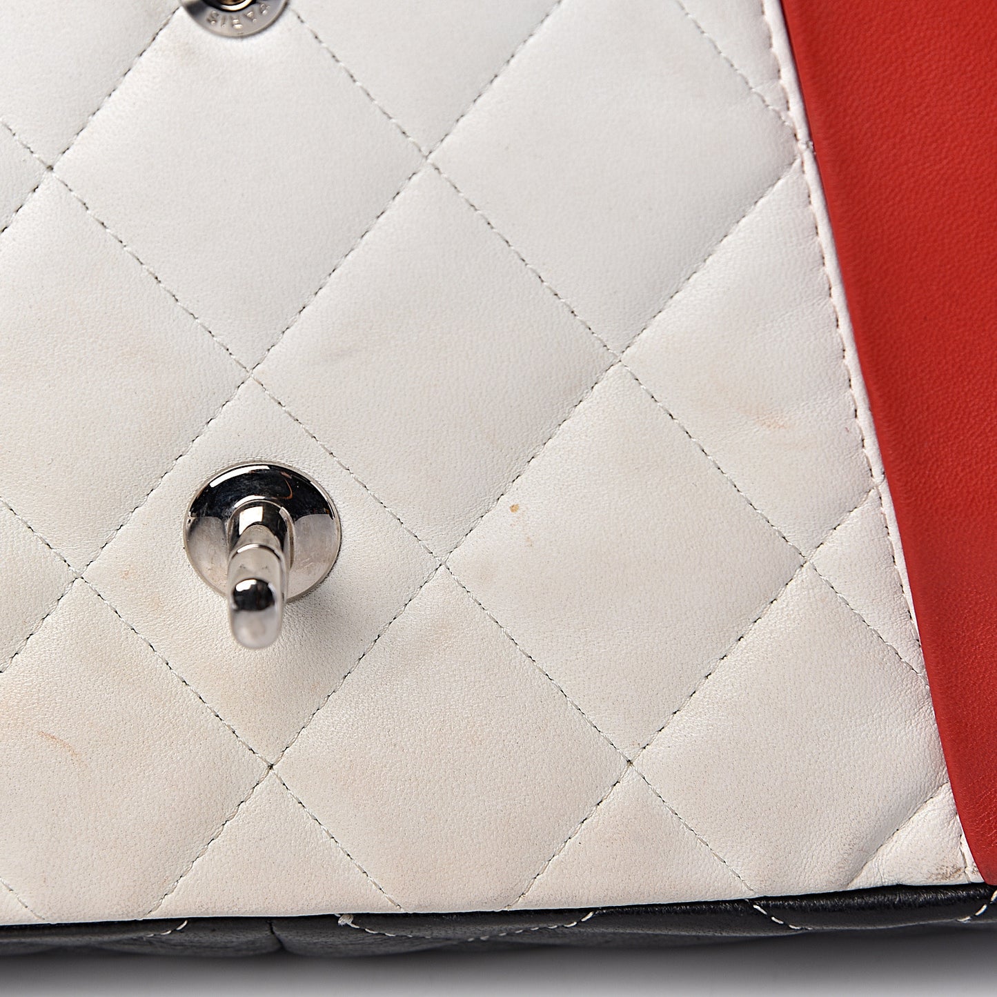 Lambskin Quilted Colorblock Jumbo Double Flap Black White Red