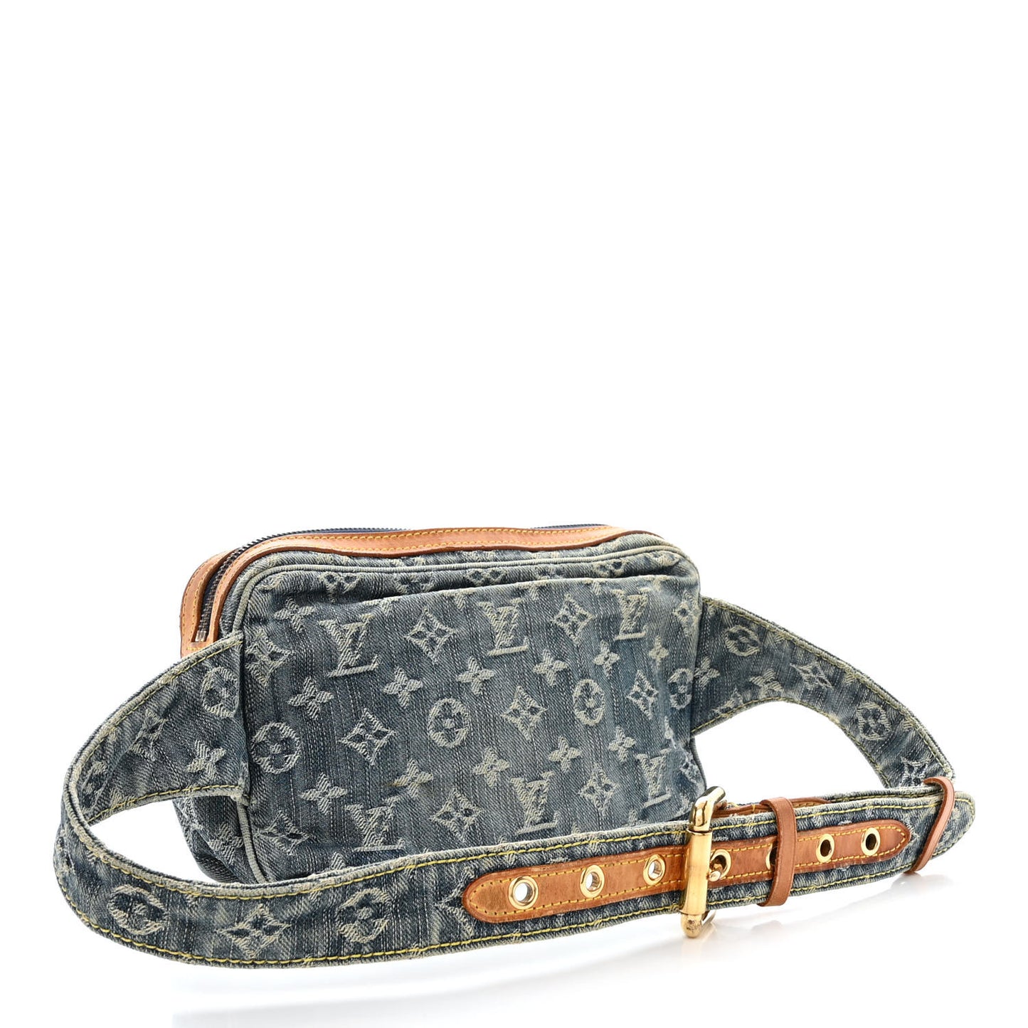 Monogram Denim Bum Bag Blue