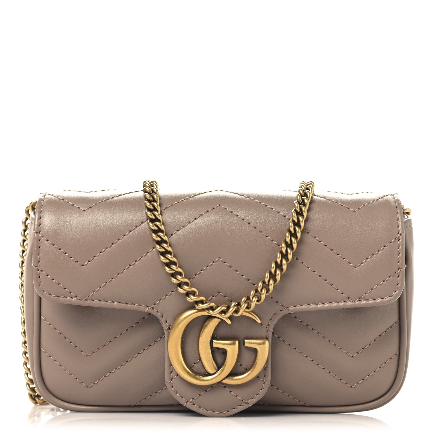 Gucci Calfskin Matelasse Super Mini GG Marmont Shoulder Bag Porcelain Rose 1 of 10