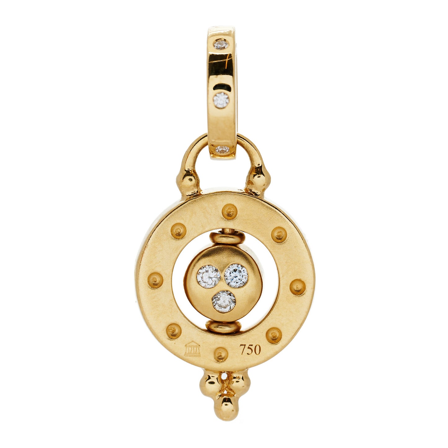 18K Yellow Gold Diamond Blue Moonstone Mini Celestial Orbit Pendant