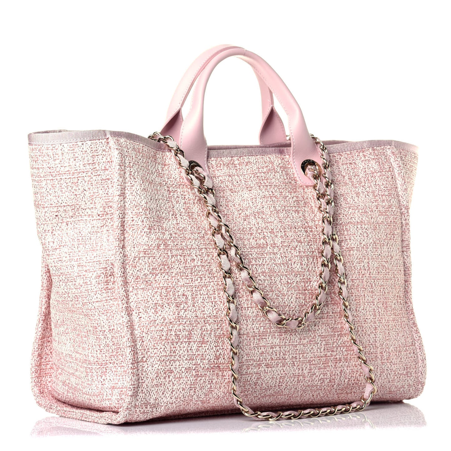 Straw Lurex Medium Deauville Tote Pink