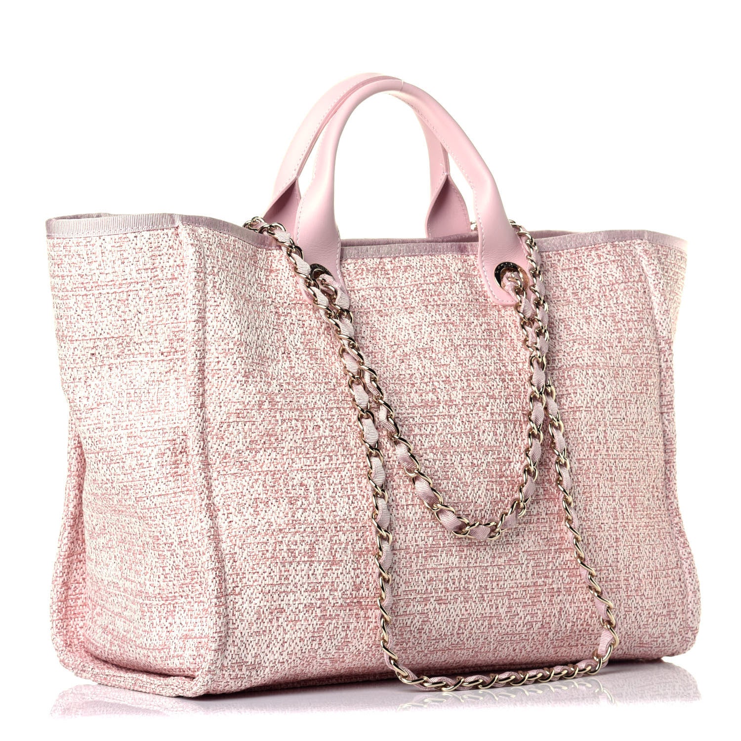 Chanel Straw Lurex Medium Deauville Tote Pink 3 of 9