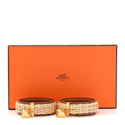Hermes Wicker Swift Medor Picnic Earrings GM Gold 6 of 6