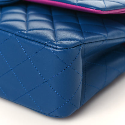 Chanel Lambskin Quilted Medium Double Flap Blue Pink 9 of 9