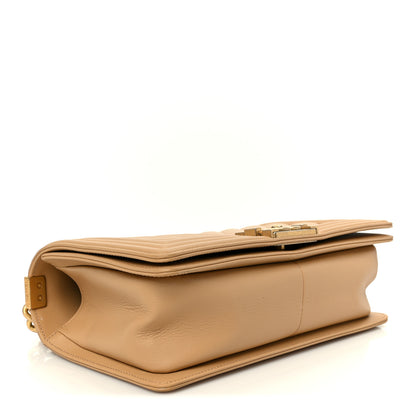 Chanel Lambskin Chevron Quilted Medium Boy Flap Beige 3 of 9