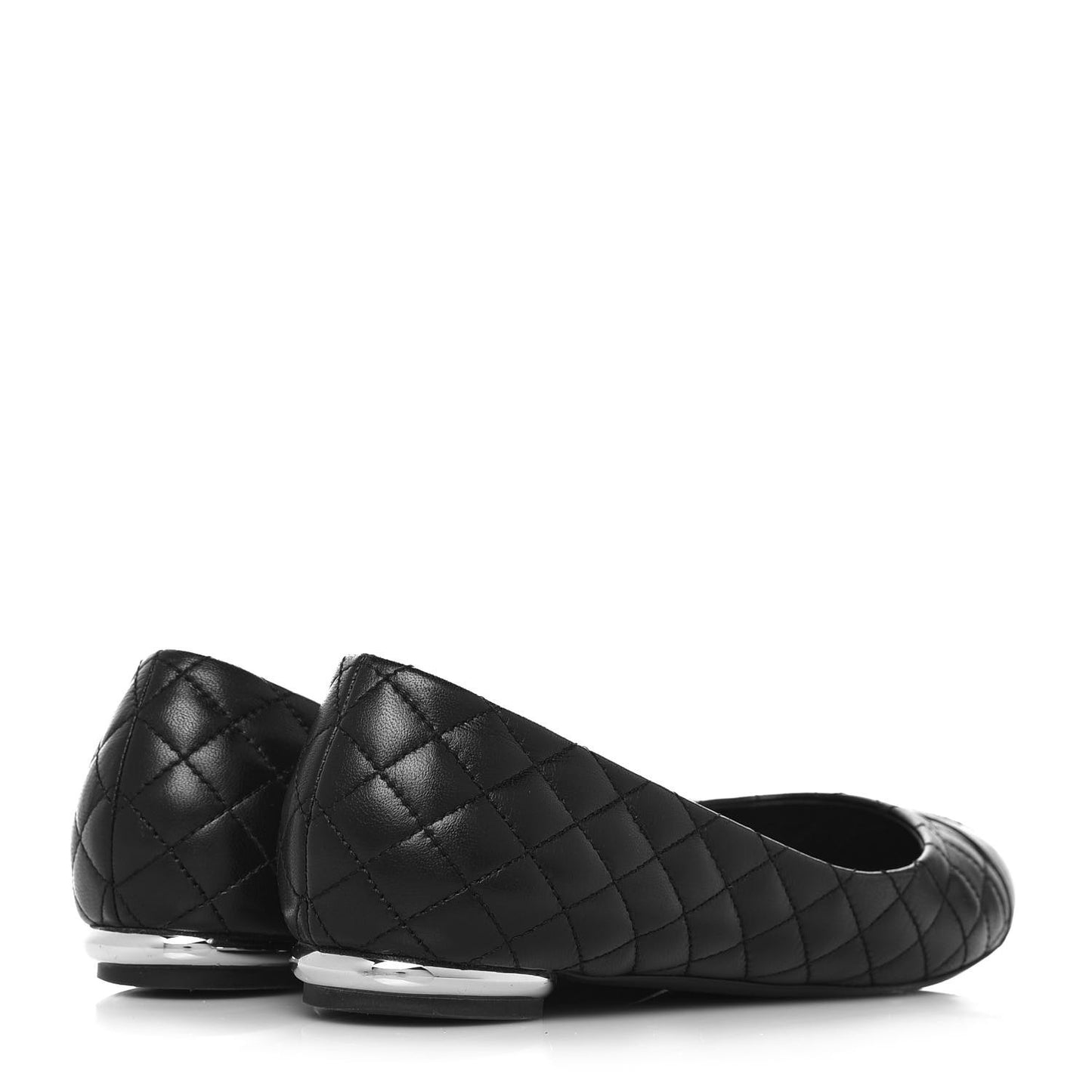 Lambskin Quilted CC Cap Toe Ballerina Flats 37.5 Black