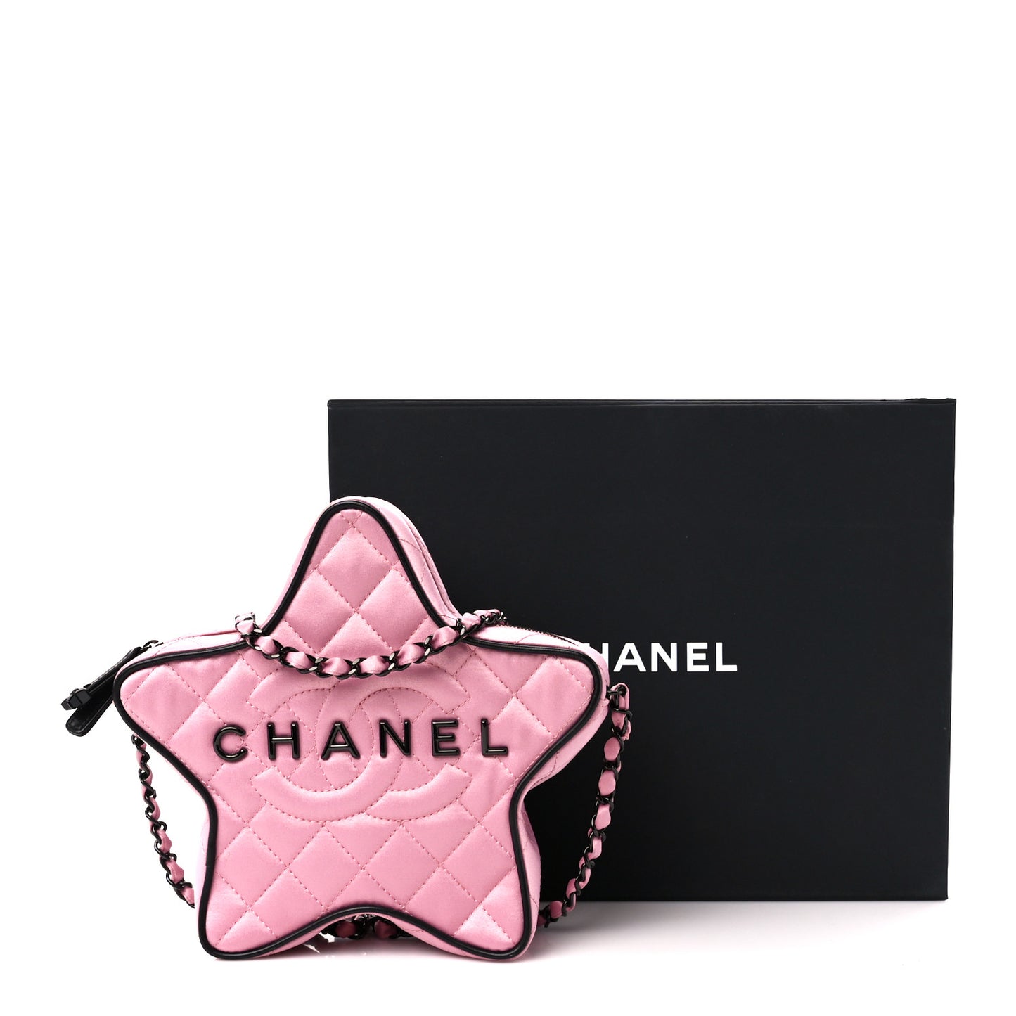 Satin Quilted Walk Of Fame Star Bag Pink