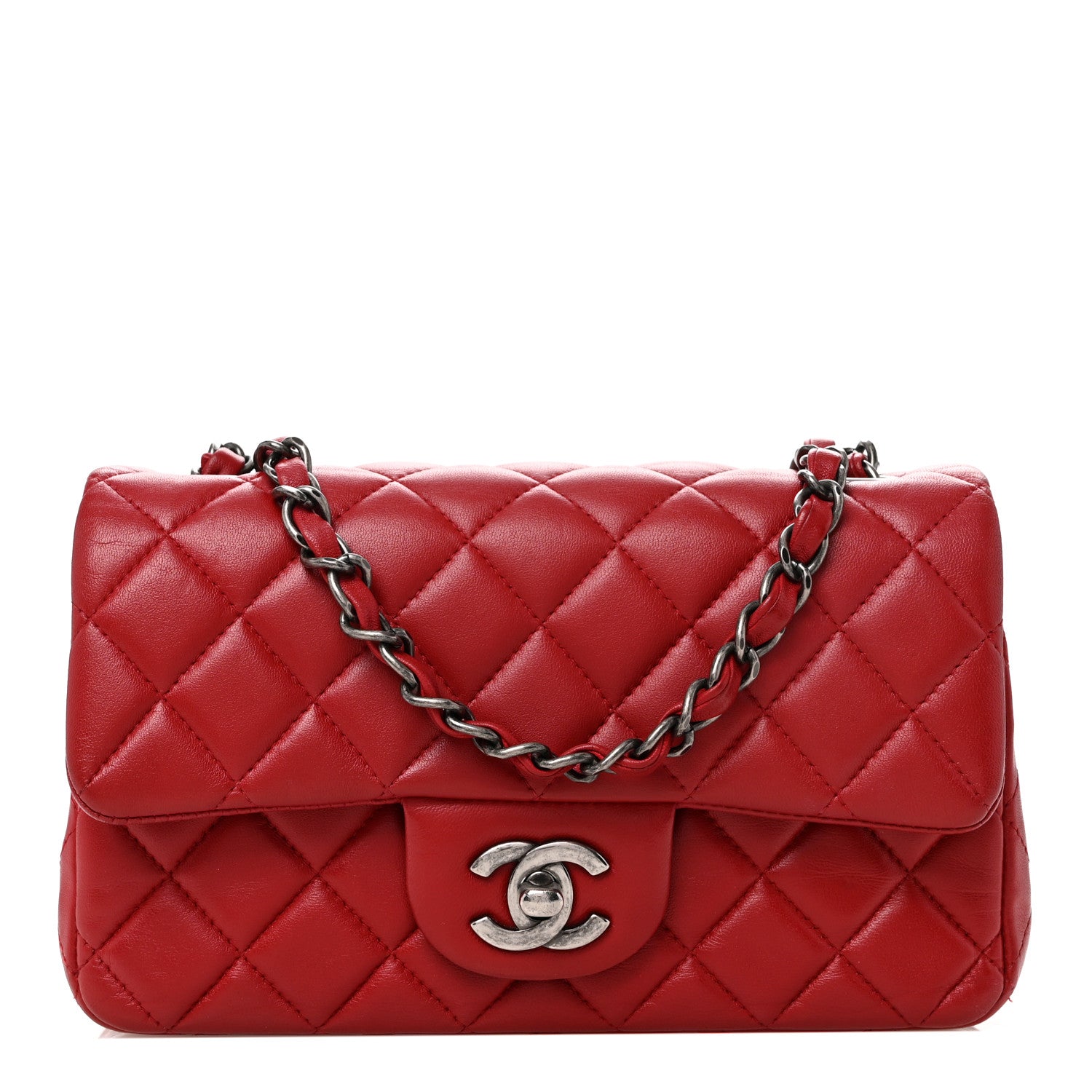 Chanel Lambskin Quilted Mini Rectangular Flap Red 1 of 11