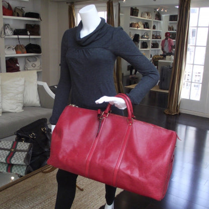 Louis Vuitton Epi Keepall 60 Duffle Red 2 of 10