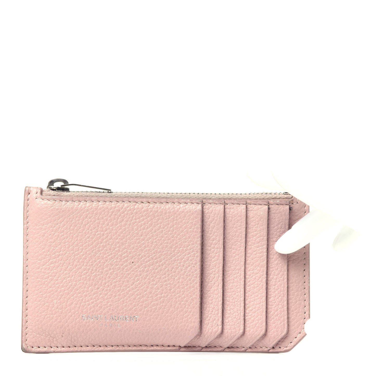 Grained Calfskin 5 Fragments Zip Pouch Card Holder Rose Antic
