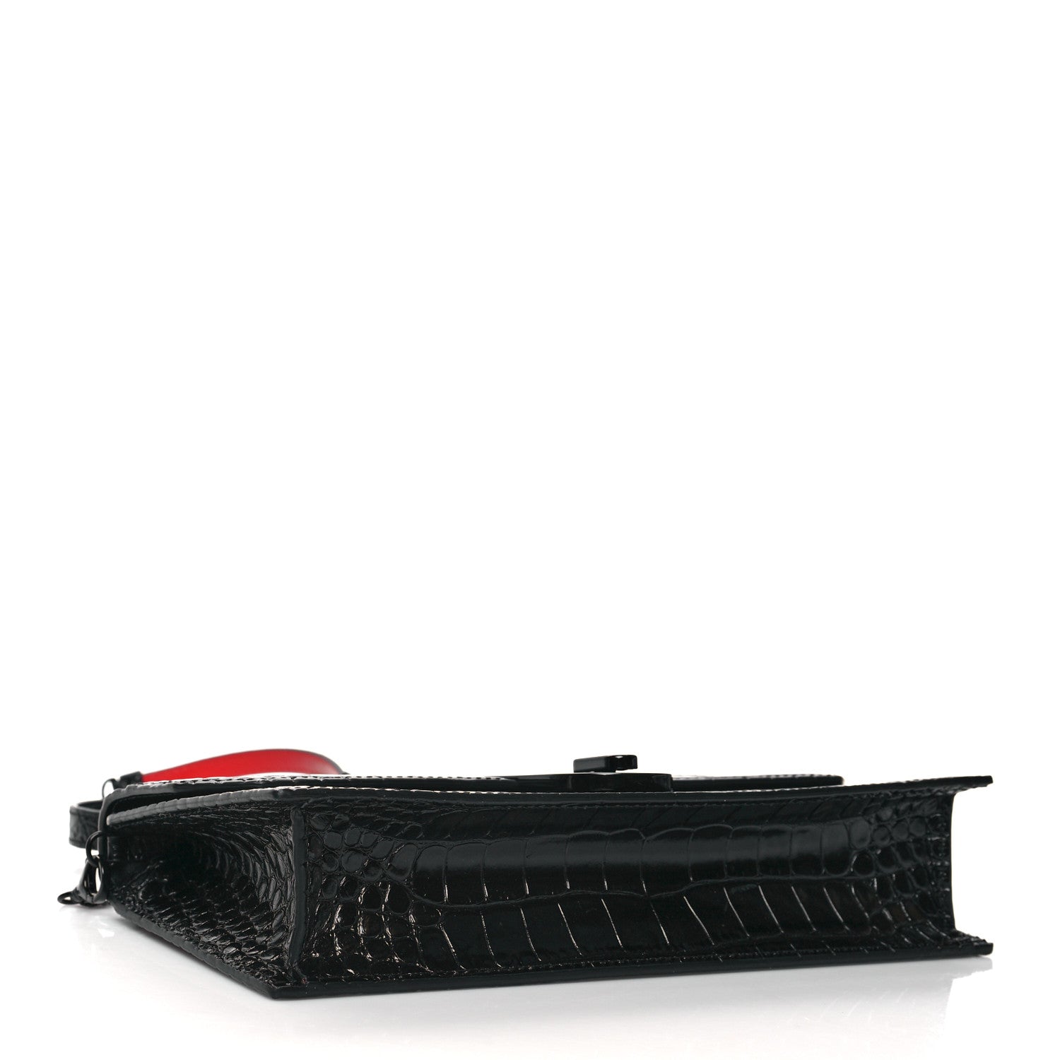 Christian Louboutin Calfskin Alligator Embossed Elisa Baguette Black 4 of 11