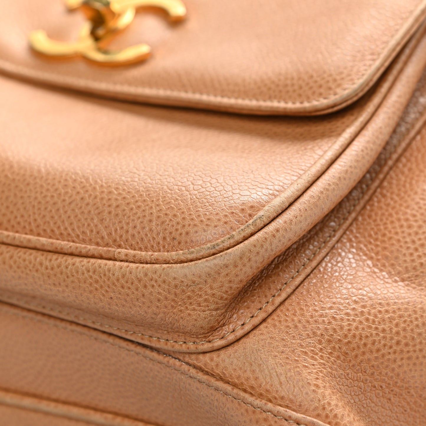 Caviar Drawstring Backpack Beige