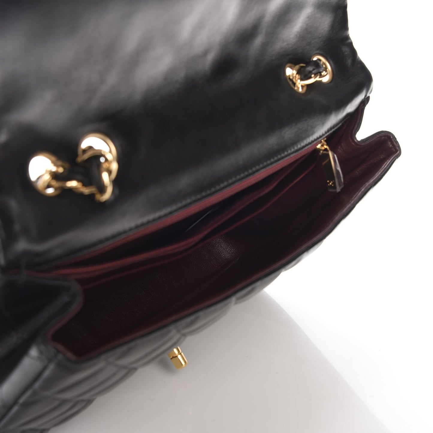 Lambskin Quilted Jumbo Single Flap Black