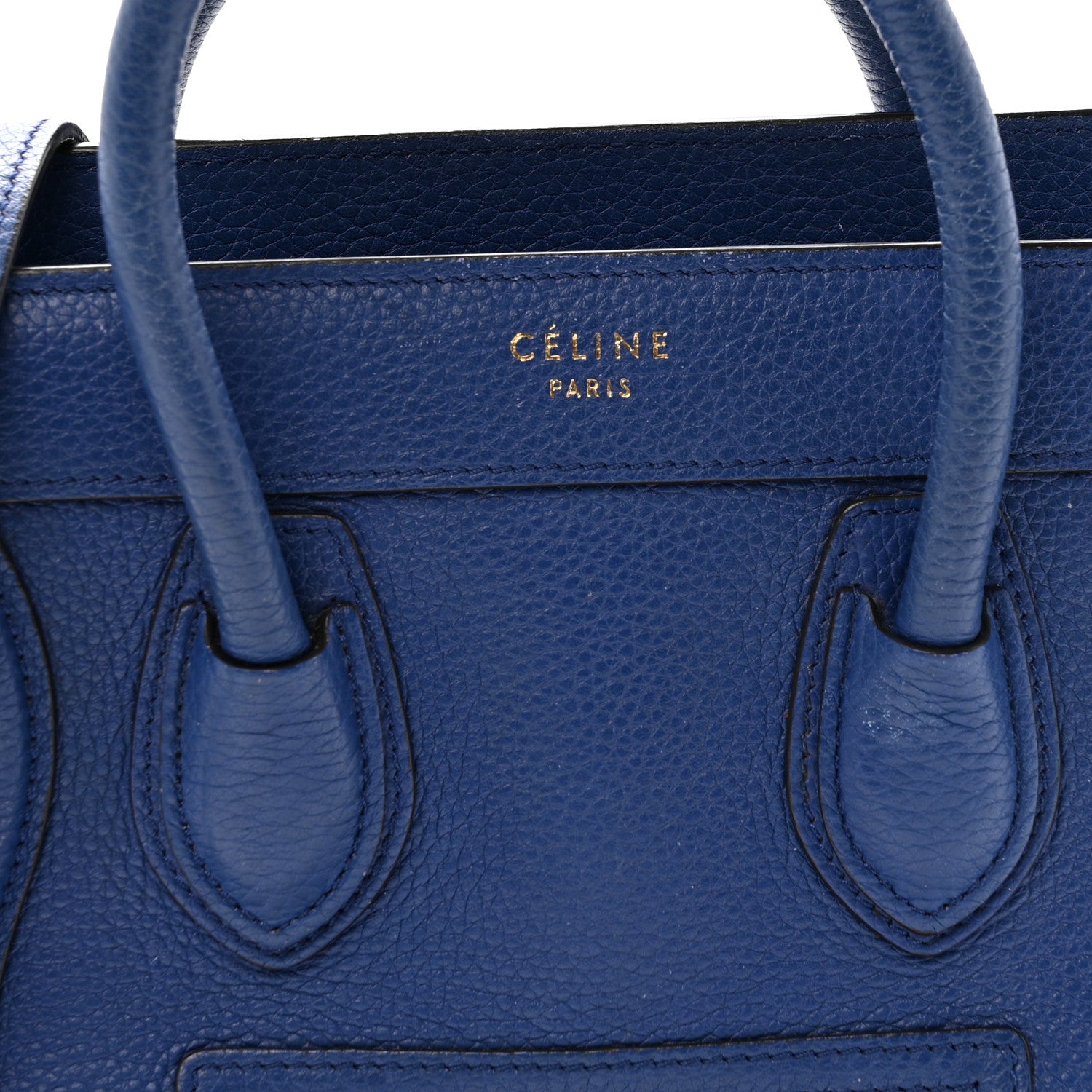 Celine Drummed Calfskin Nano Luggage Indigo 8 of 13