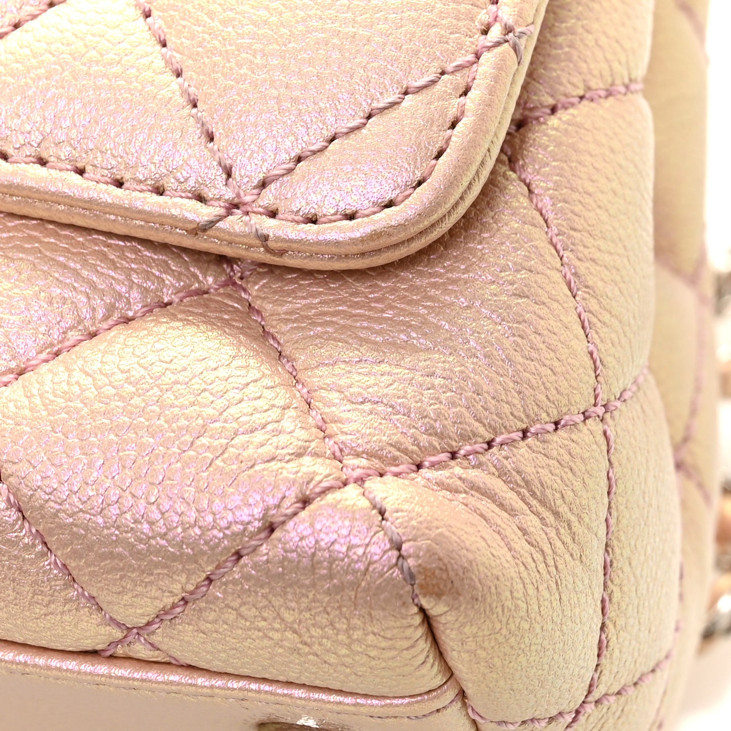 Iridescent Caviar Quilted Extra Mini Coco Handle Flap Light Pink
