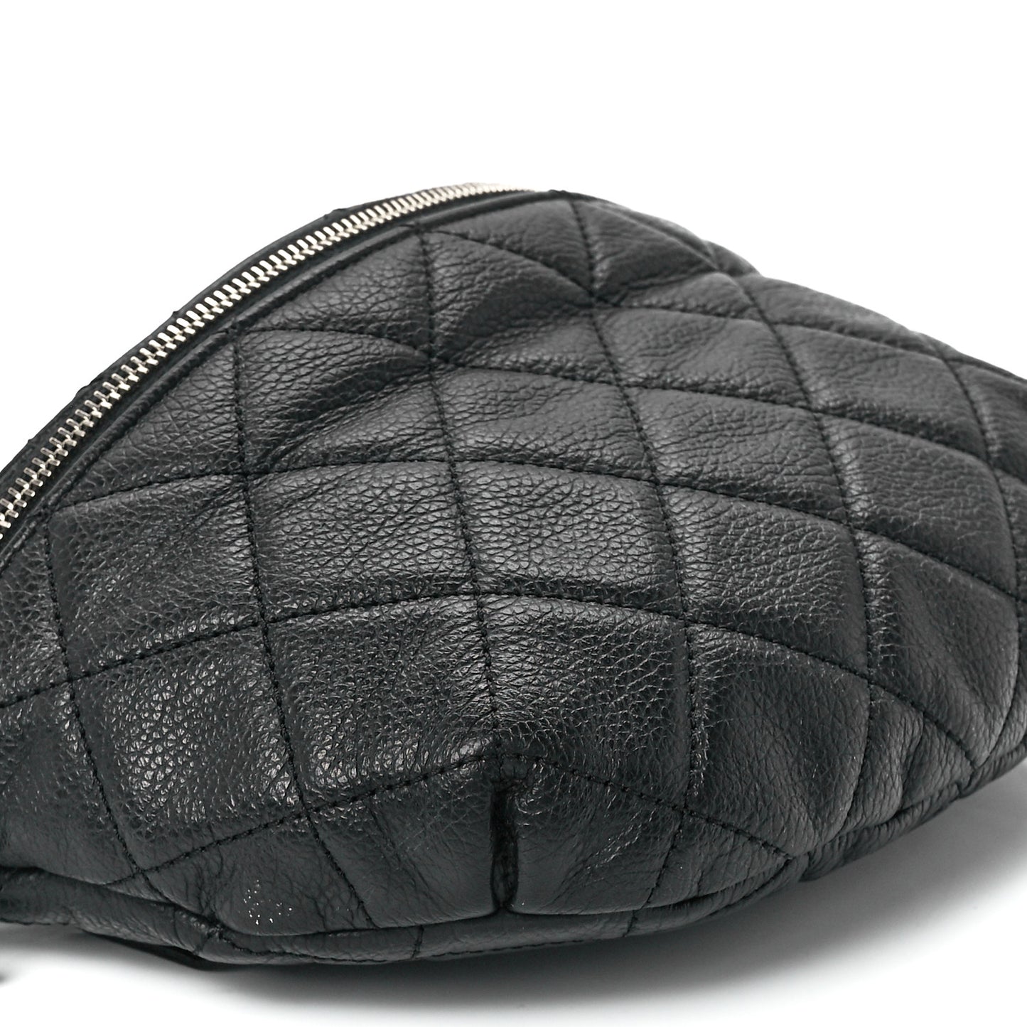 Grained Calfskin Quilted Waist Belt Bag Black
