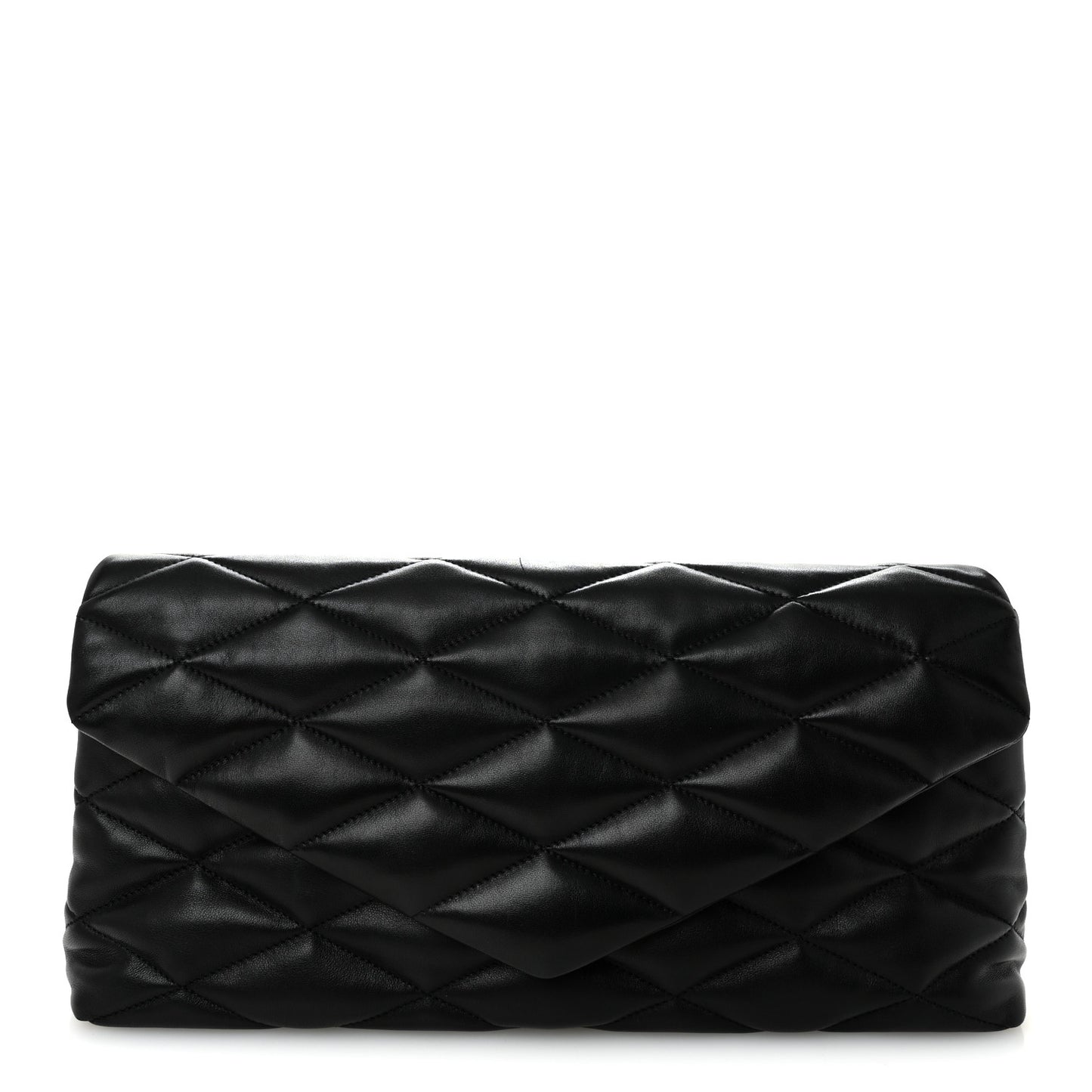 Lambskin Quilted Sade Puffer Envelope Clutch  Black