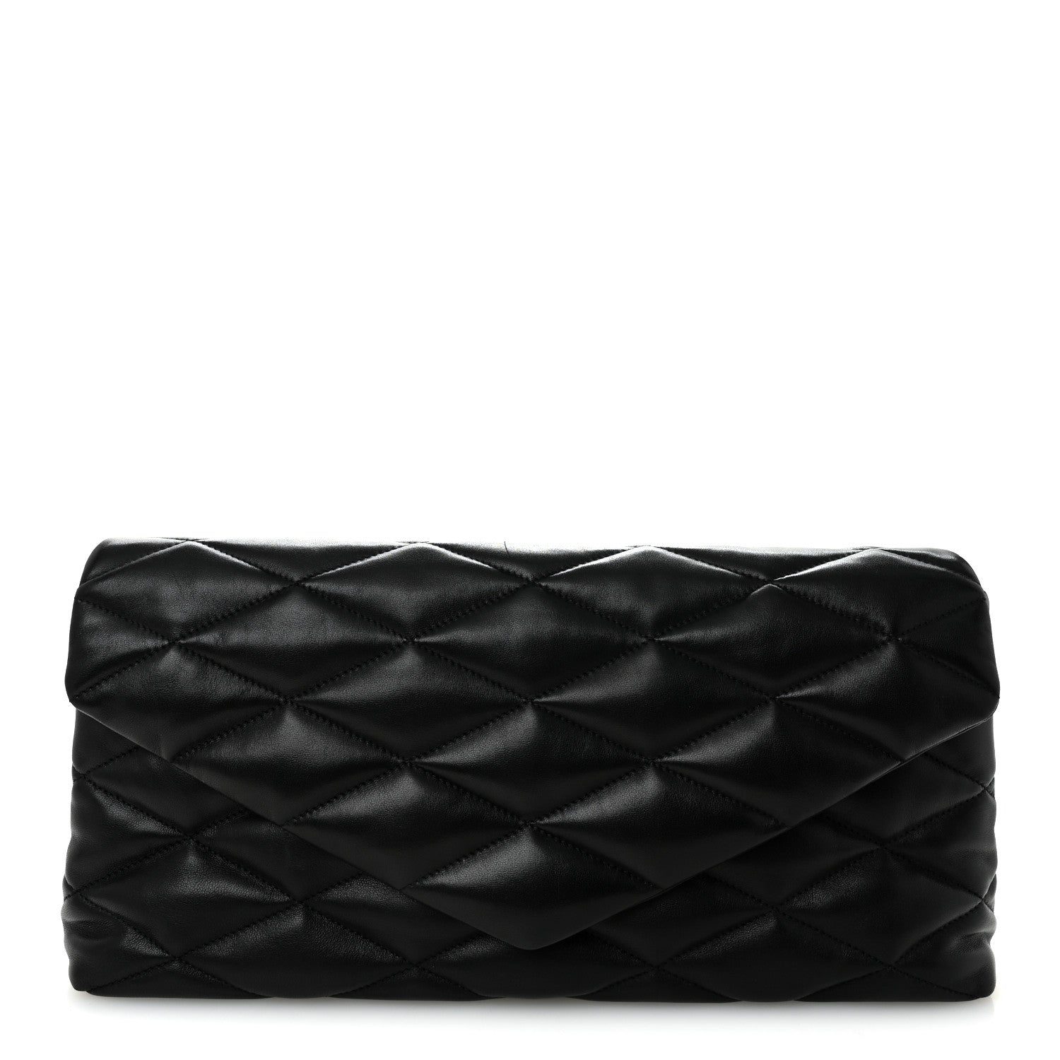 Saint Laurent Lambskin Quilted Sade Puffer Envelope Clutch  Black 1 of 9