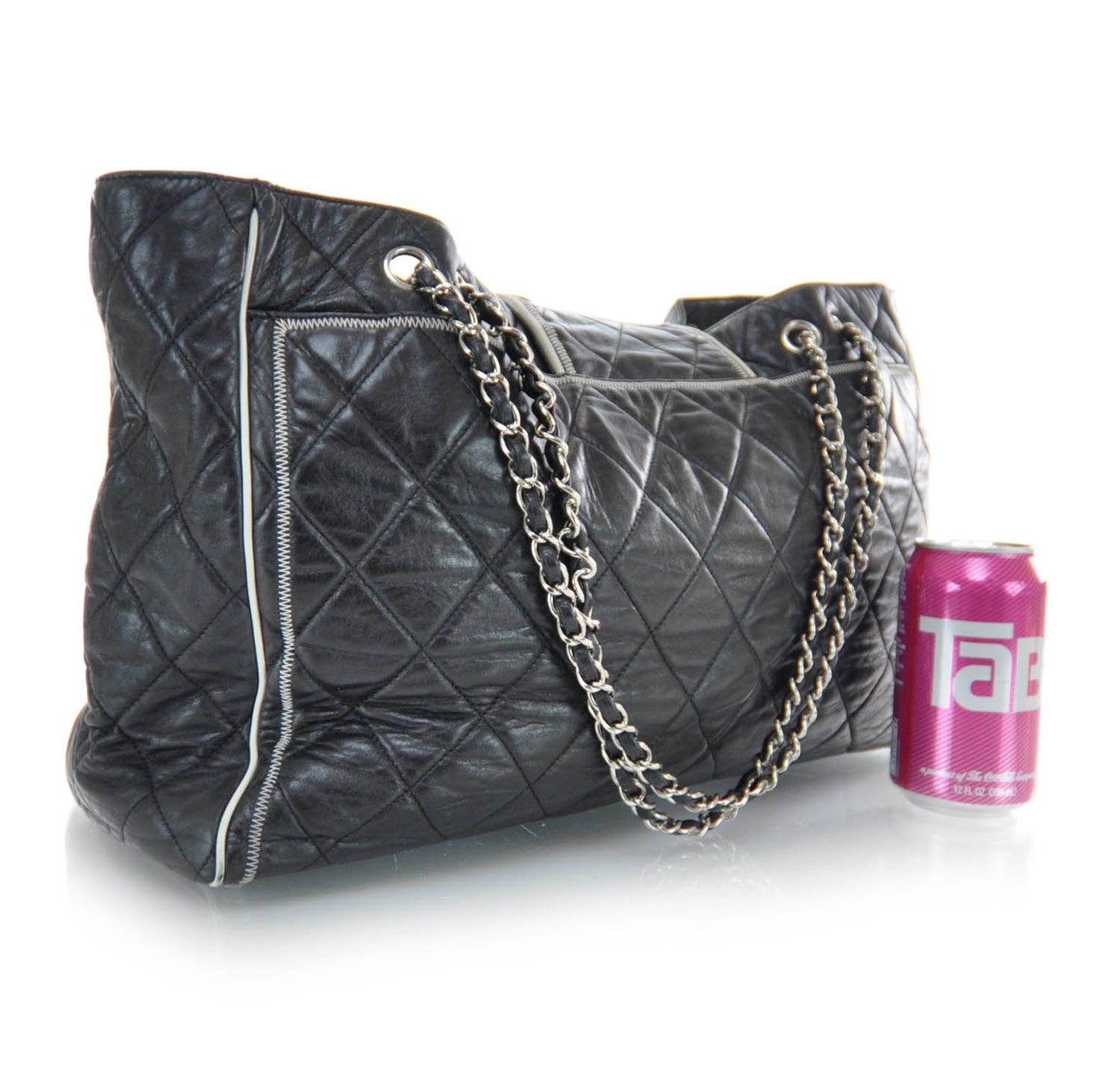Lambskin Quilted East West Large Tote Black