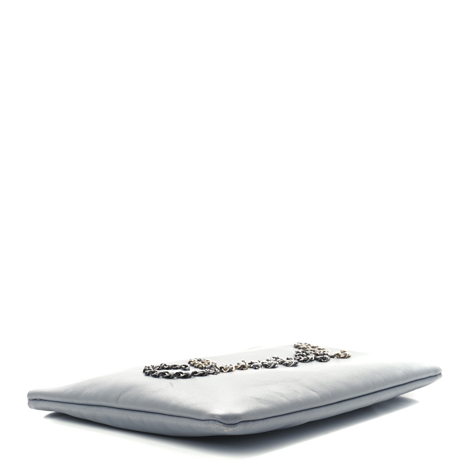 Chanel Calfskin Chain 20s Signe Medium Cosmetic Case Grey 4 of 10
