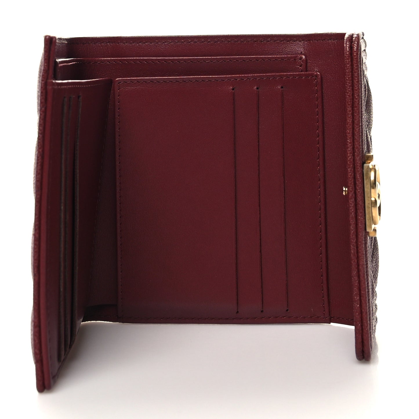 Caviar Quilted Compact Boy Wallet Burgundy