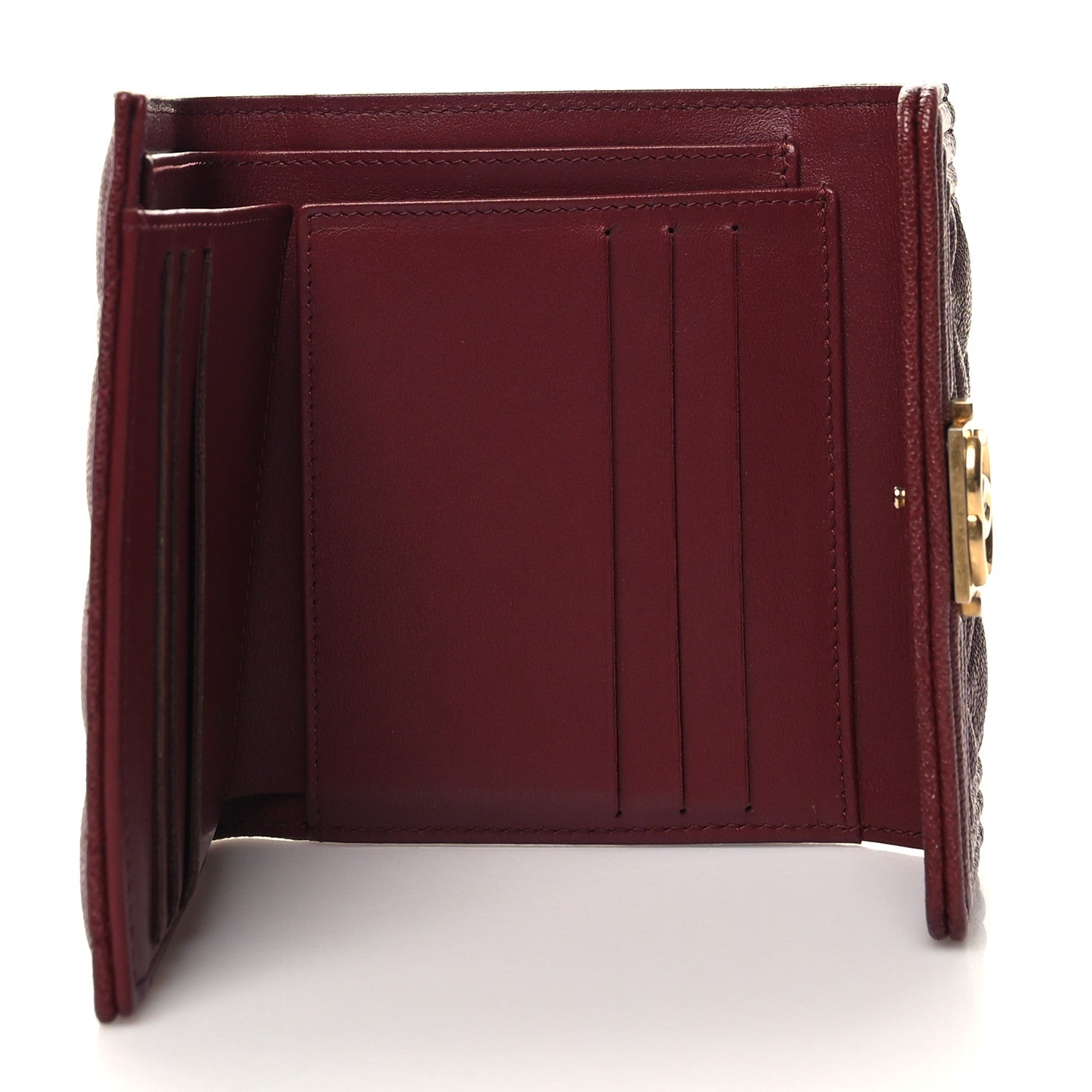 Chanel Caviar Quilted Compact Boy Wallet Burgundy 5 of 9