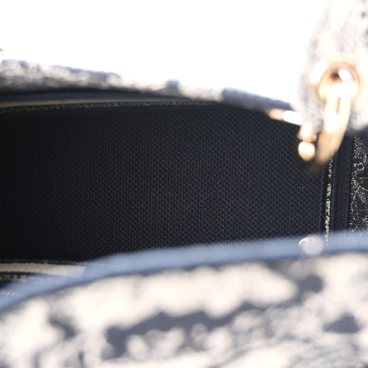Canvas Toile De Jouy Reverse Embroidered Medium Lady D-Lite Navy