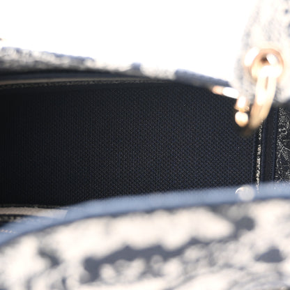 Christian Dior Canvas Toile De Jouy Reverse Embroidered Medium Lady D-Lite Navy 5 of 10