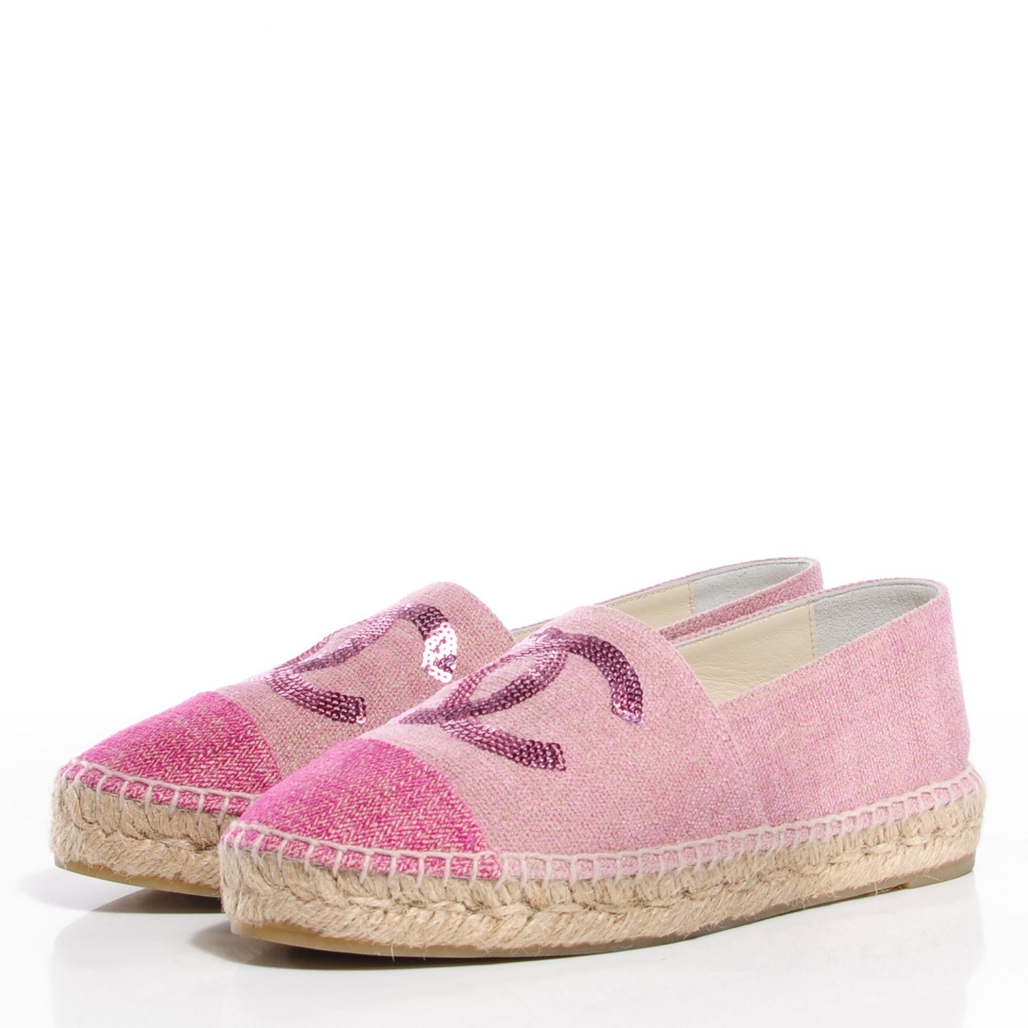 Chanel Canvas Sequin CC Espadrilles 38 Pink 3 of 6