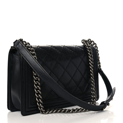 Chanel Calfskin Quilted Double Stitch New Medium Boy Flap Black 3 of 10