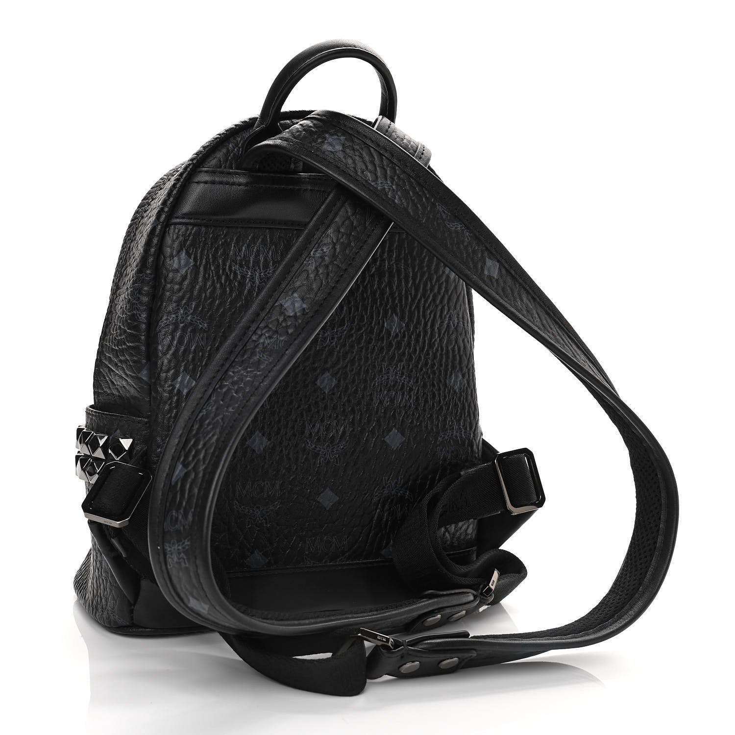 MCM Visetos Side Stud Mini Stark Backpack Black 2 of 9