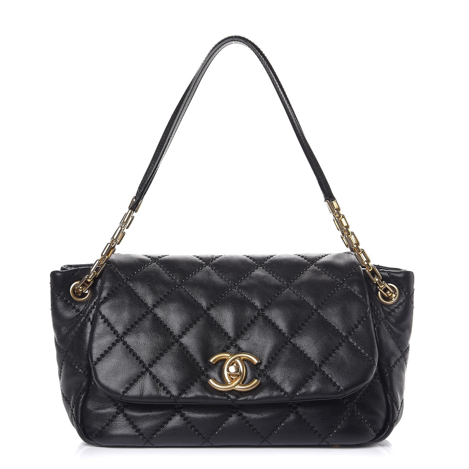Chanel Calfskin Quilted Retro Chain Flap Black 1 of 9