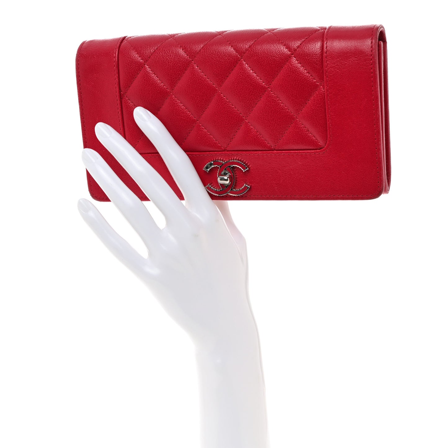 Sheepskin Quilted Mademoiselle Vintage Flap Wallet Dark Pink