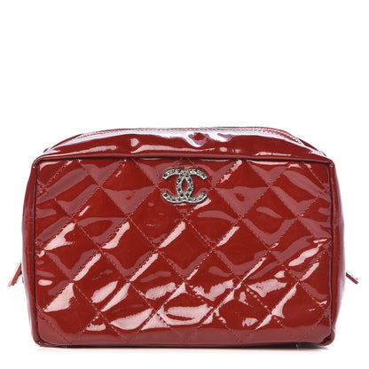 Chanel Patent Quilted Brilliant Cosmetic Case Red 1 of 11