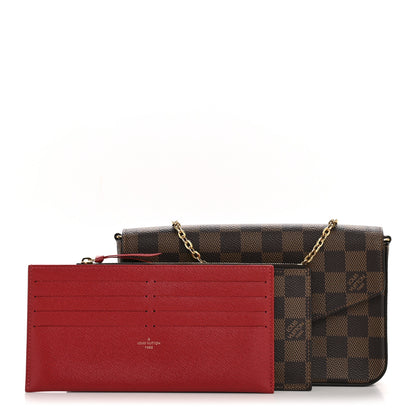 Louis Vuitton Damier Ebene Pochette Felicie Chain Wallet 3 of 11