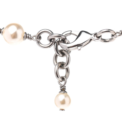 Chanel Graduated Pearl Crystal CC Long Necklace Silver 6 of 7